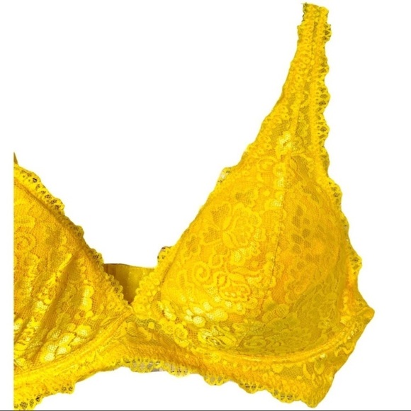 Black Fuchsia by Secret Lace-Lace neon yellow unwire brassiere size XL - Picture 5 of 10